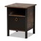 Baxton Studio Vaughan Modern and Contemporary Two-Tone Rustic Brown and Black Finished Wood Nightstand 180-11081-Zoro - alternate 1